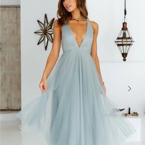 Hello Molly Elegant Blue Midi Dress